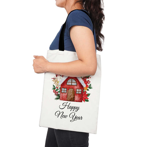 Happy New Year - Christmas Theme Printed Tote Bag - Uncommongifts.in